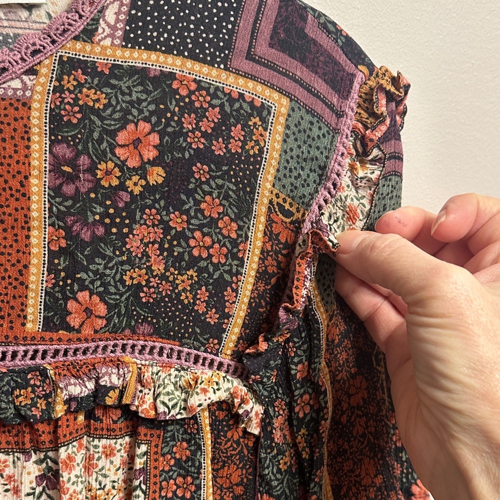 Olivaceous Multicolor Patchwork Blouse - image 5